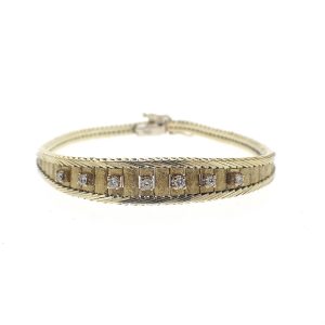 14k gouden visgraat schakel armband met diamant