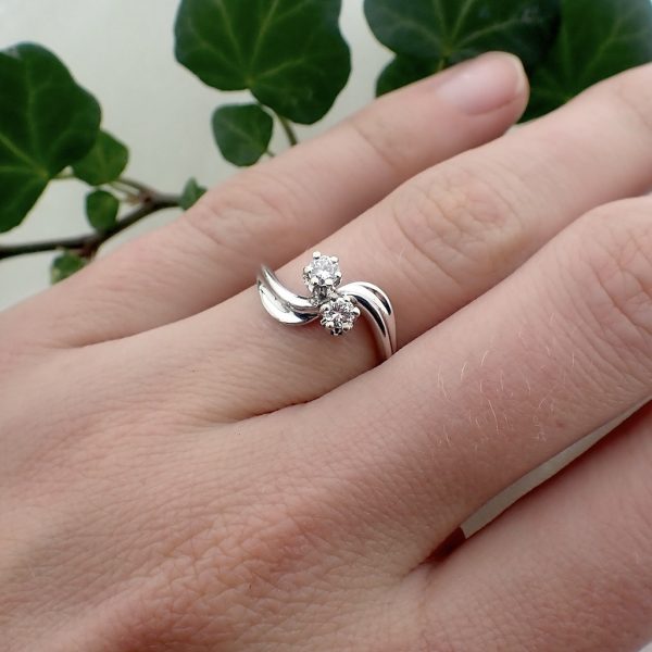 18 Krt. Witgouden ring met diamanten 0,20 ct.