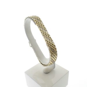 14k bicolor gouden fantasie schakel armband