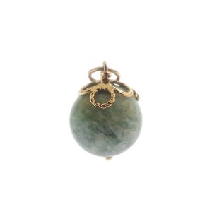 14 karaat gouden bol hanger met jade