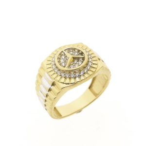 14 karaat gouden ring met mercedes logo