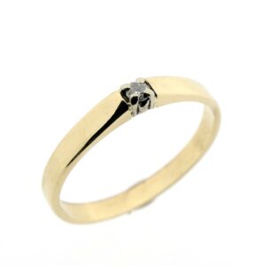 18 Krt. Gouden solitair ring met diamant 0,05 ct.
