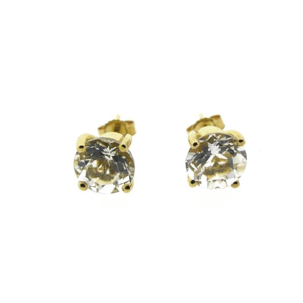 9 Krt. Solitair oorstekers; zirconia