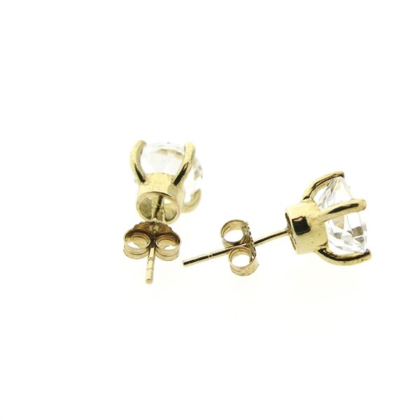 9 Krt. Solitair oorstekers; zirconia