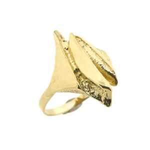 14 karaat geelgouden ring met abstract design