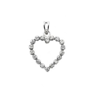 14 karaat witgouden hanger van een hart met totaal 0,36 ct. diamanten