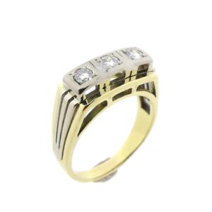 Bicolor gouden heren ring met diamant | 0,3 ct.