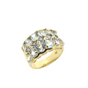 14 karaat gouden ring met aquamarijn en diamant