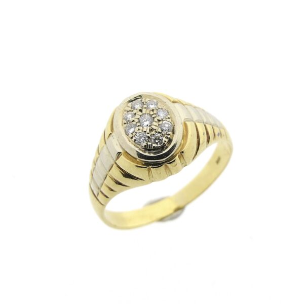 14 karaat bicolor gouden heren ring met diamant