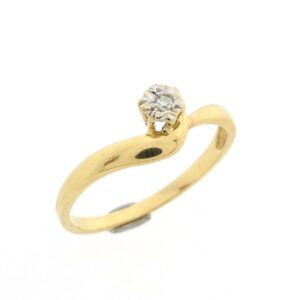 14 karaat geelgouden solitair ring met 0,02 ct. diamant