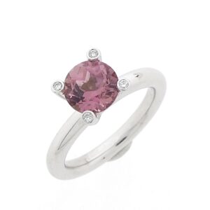 witgouden Bron Jewelry Phlox ring met diamant en roze zirconia