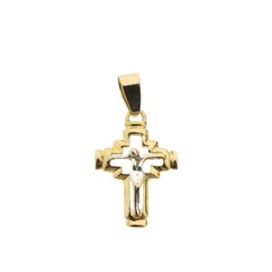 18 karaat tricolor gouden kettinghanger van een kruis