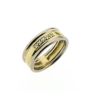 14 karaat bicolor gouden rijring met diamant