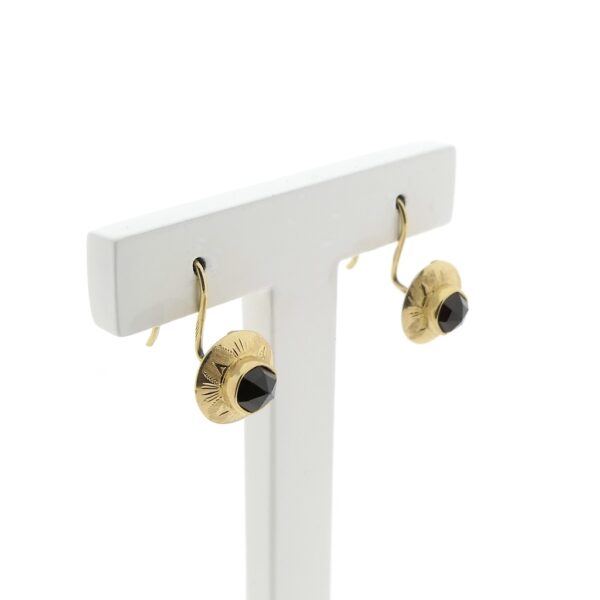 Gouden oorhangers met granaat | Antiek/vintage