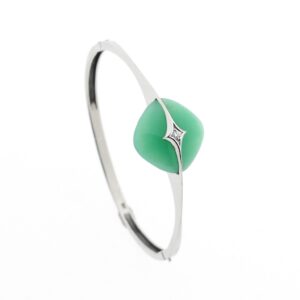14 karaat witgouden armband met jade en 0,35 ct. diamant