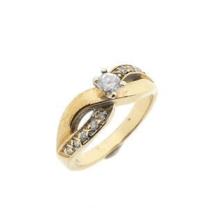 14 karaat vintage gouden ring met diamant