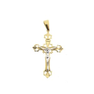 bicolor gouden kettinghanger van een kruis met corpus