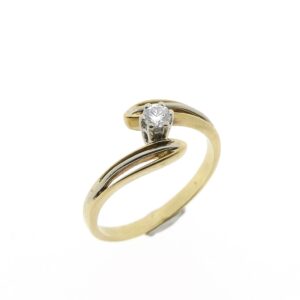 14 karaat bicolor gouden solitair ring met diamant