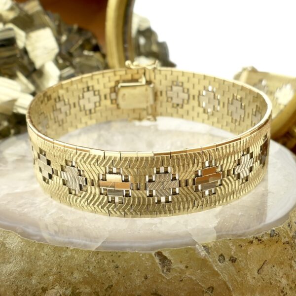 Gouden geweven fantasie armband | 19,5 cm