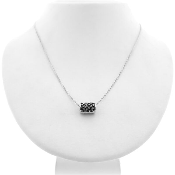 Zilveren hanger van een koker met zirconia