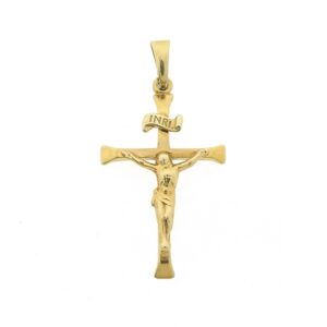 14 karaat geelgouden hanger met corpus en INRI