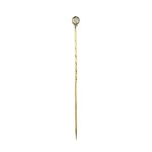 14 karaat geelgouden reversspeld met roos geslepen diamant