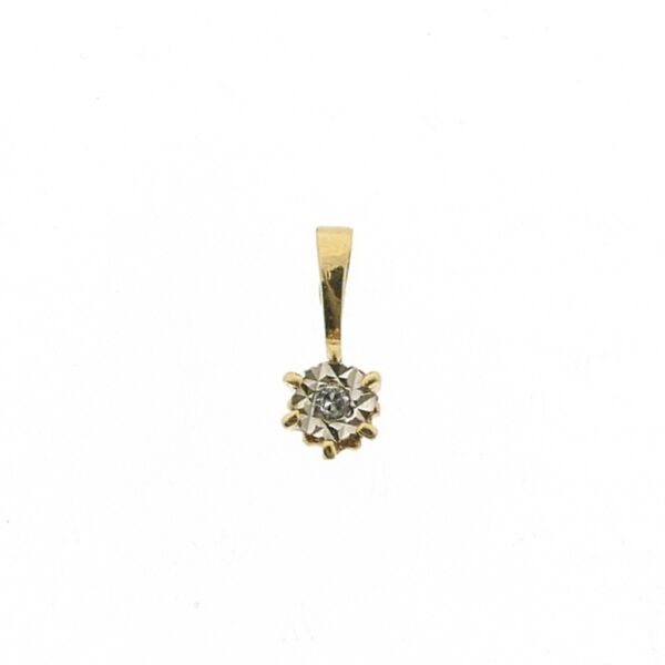 14 karaat minimalistische geelgouden hanger met 0,10 ct. diamant