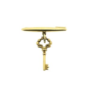 14 karaat vintage gouden broche met skeleton sleutel