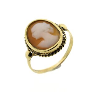 14 karaat vintage gouden ring met camee