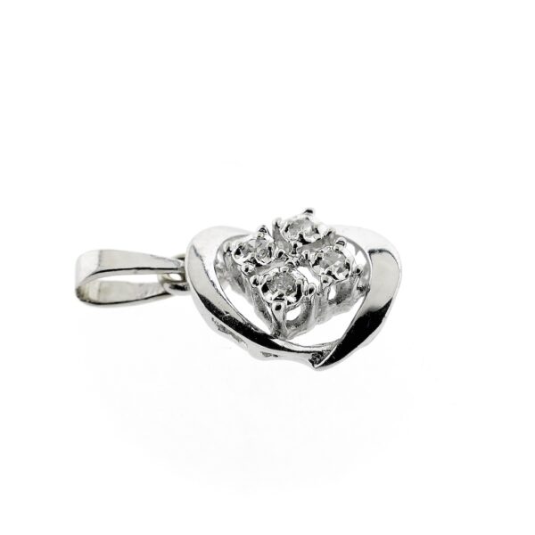 Witgouden fantasie hanger met diamant | 0,06 ct.