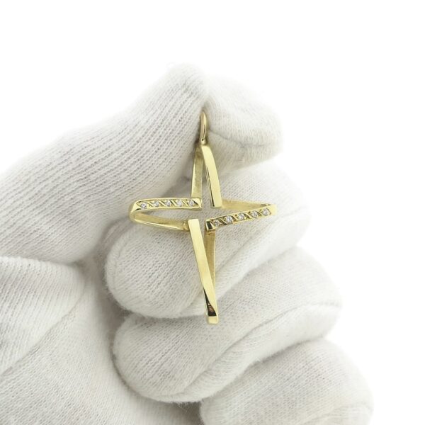 Gouden kruis hanger met zirconia