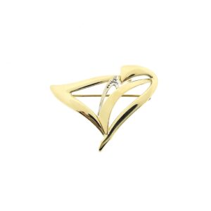 14 karaat bicolor gouden fantasie broche met diamant