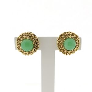 gouden oorclips met chrysopraas