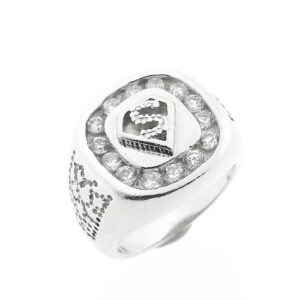 Zilveren heren ring met superman symbool