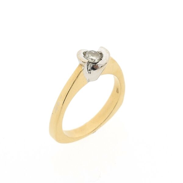 14 karaat bicolor ring met 0,22 ct. diamant