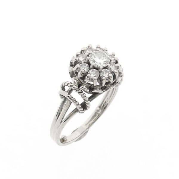 14 karaat witgouden vintage dames ring met totaal 0,53 ct. diamanten