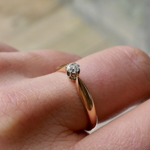 Rosé gouden solitair ring met diamant | 0,22 ct.