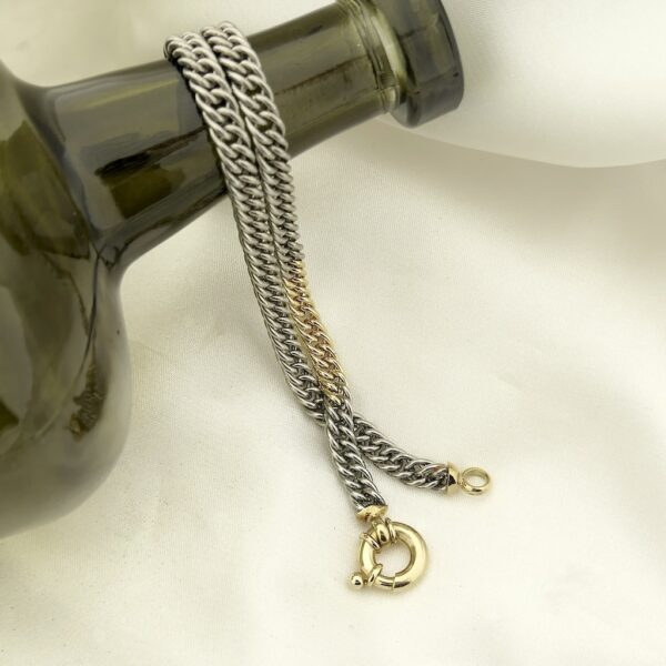 Bicolor gourmet schakel ketting; choker | 36,5 cm