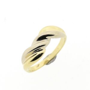 14 karaat bicolor gouden ring met gebold ontwerp