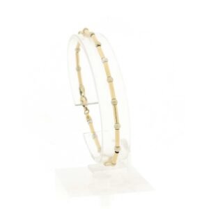 14 karaat bicolor gouden staafjes schakel armband