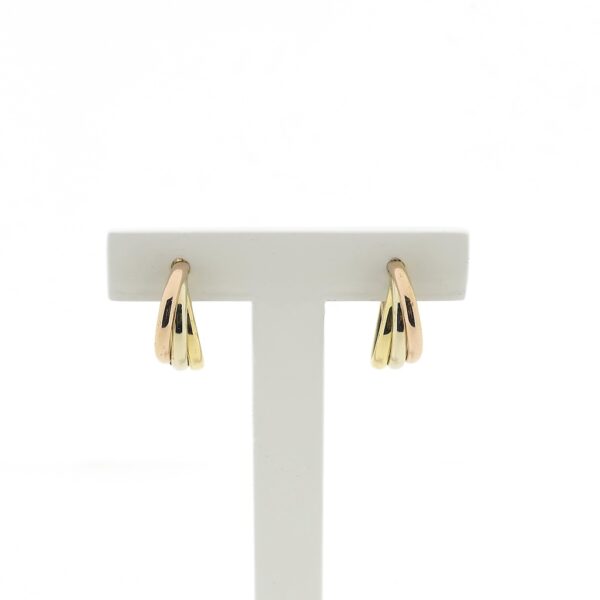 18 karaat tricolor gouden oorstekers met halfrond ontwerp