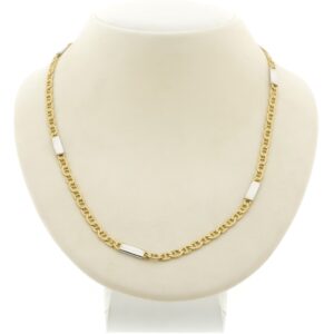 14 karaat bicolor gouden marine schakel ketting