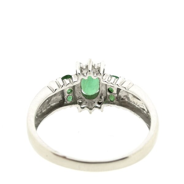 10 Krt. Ring met smaragd en diamant