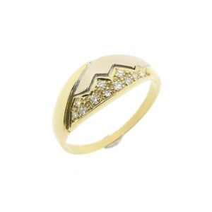 14 karaat bicolor gouden ring met diamant | 0,075 ct