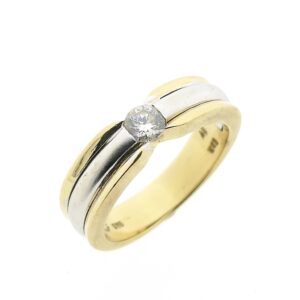 14 karaat bicolor gouden ring met zirconia