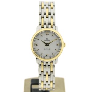 Omega De Ville Prestige; 18k. goud/stalen dames horloge