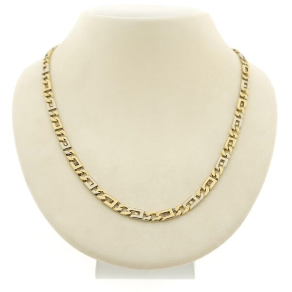 14 karaat bicolor gouden marine schakel ketting ; heren