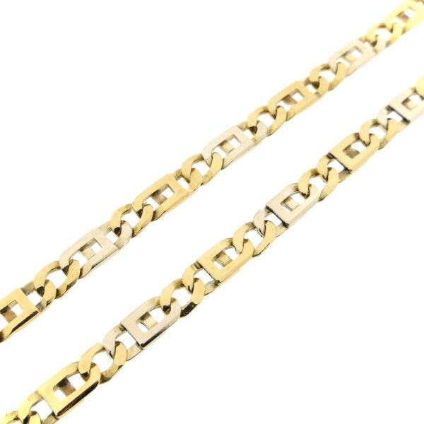 Bicolor gouden marine schakel ketting; Heren | 63 cm