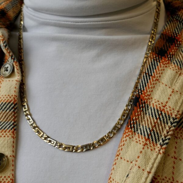Bicolor gouden marine schakel ketting; Heren | 63 cm