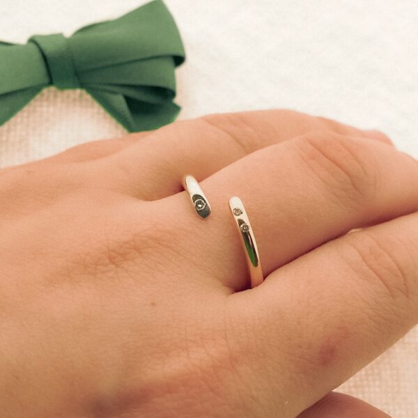 18 Krt. Bicolor gouden solitair ring met diamant | 0,025 ct.